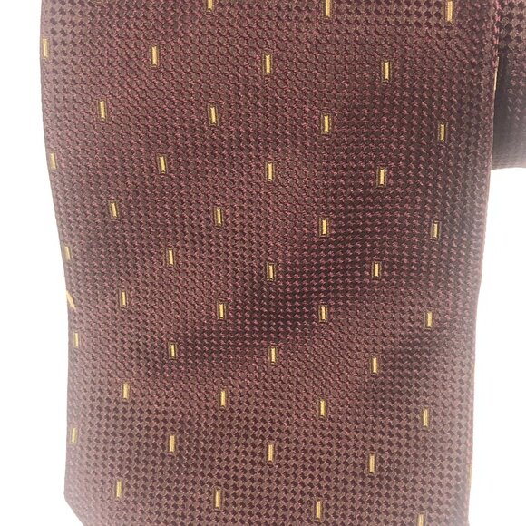 Vintage Hart Schaffner Marx Men's Neck Tie Burgundy Gold  Silk Italy Textured - Picture 2 of 5